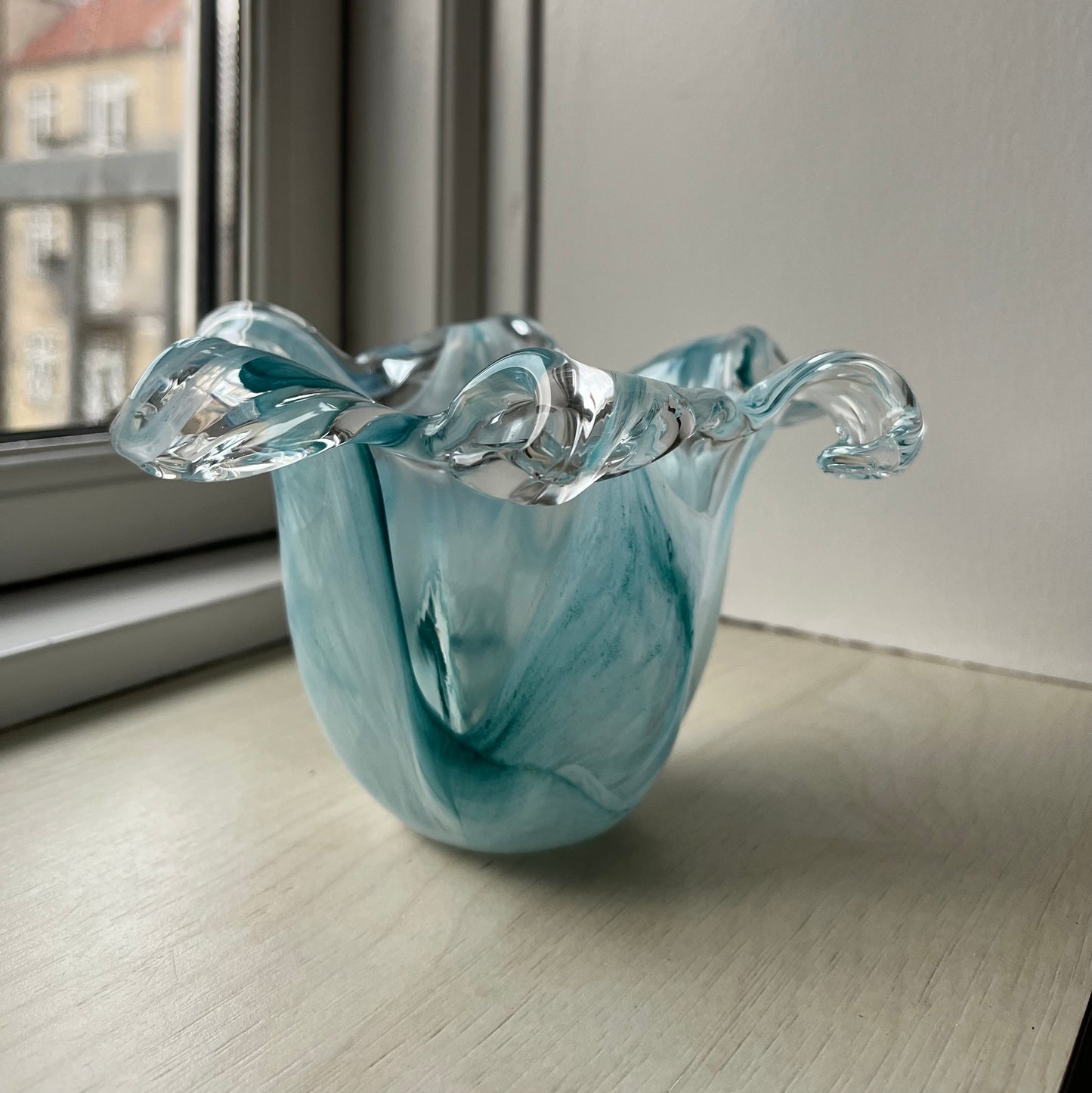 Murano skål, blå swirl