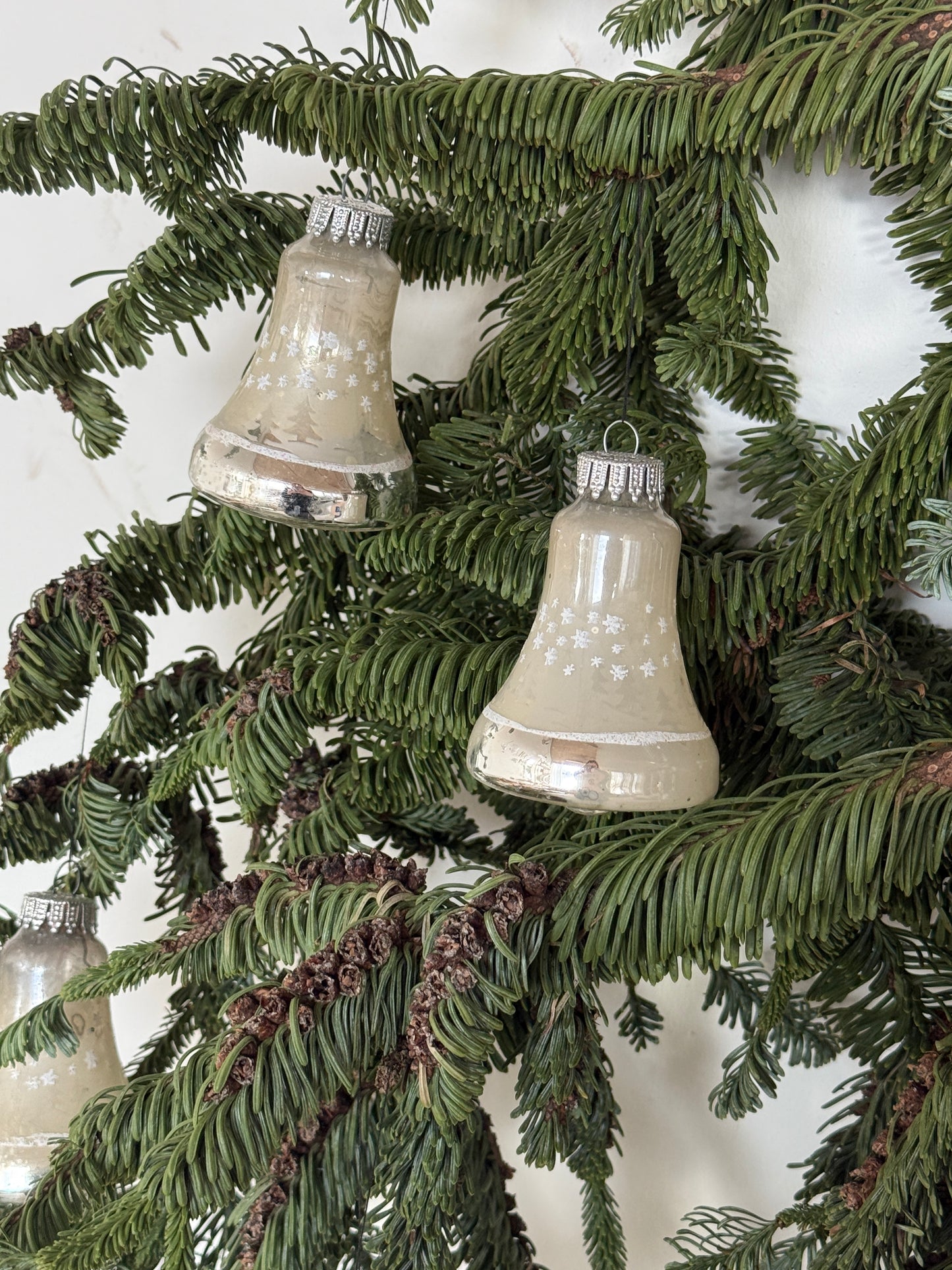 Vintage glasjuleklokker, 4 stk.