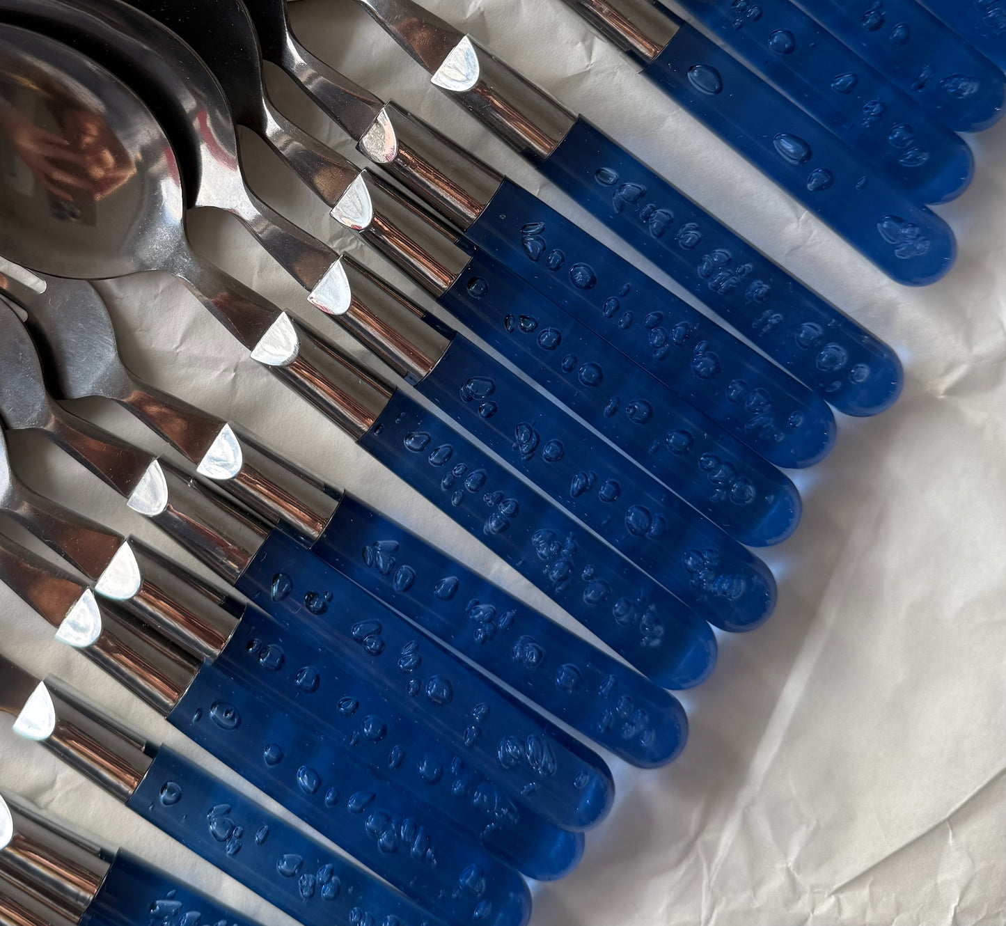 Bubblor bestik blå, vintage Ikea