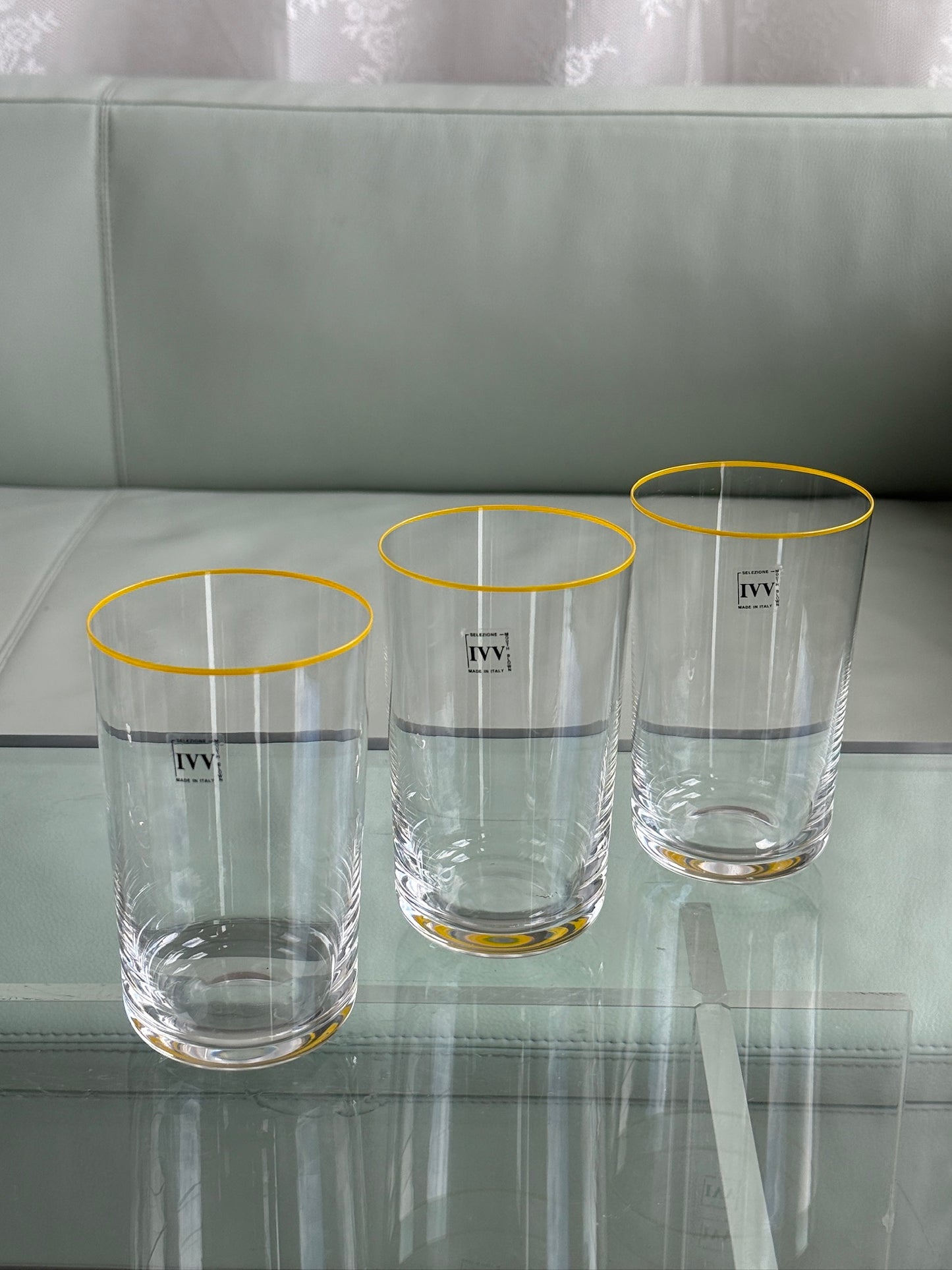 IVV glas med gul kant, Italien – sæt med 3 stk.