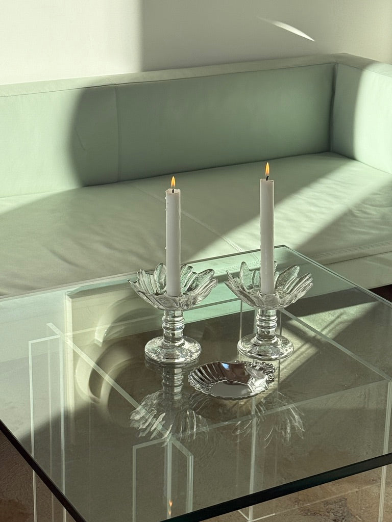 Lysestager i glas, Christer Sjögren for Lindshammar, 2 stk.