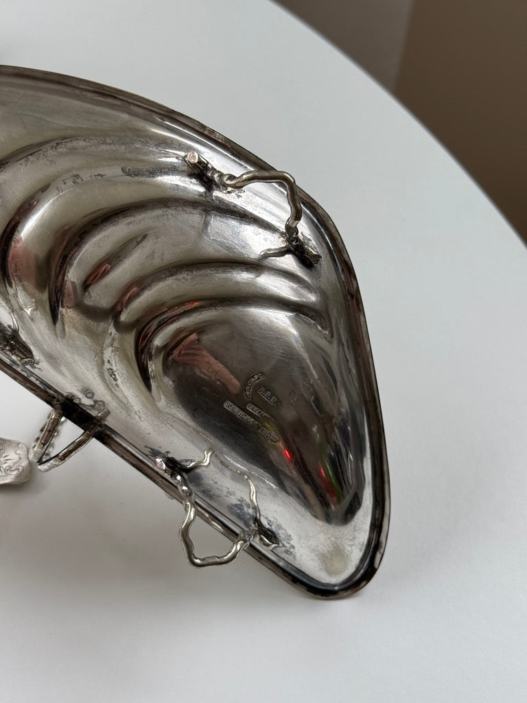 Vintage, sølvbelagt musling m. gaffel