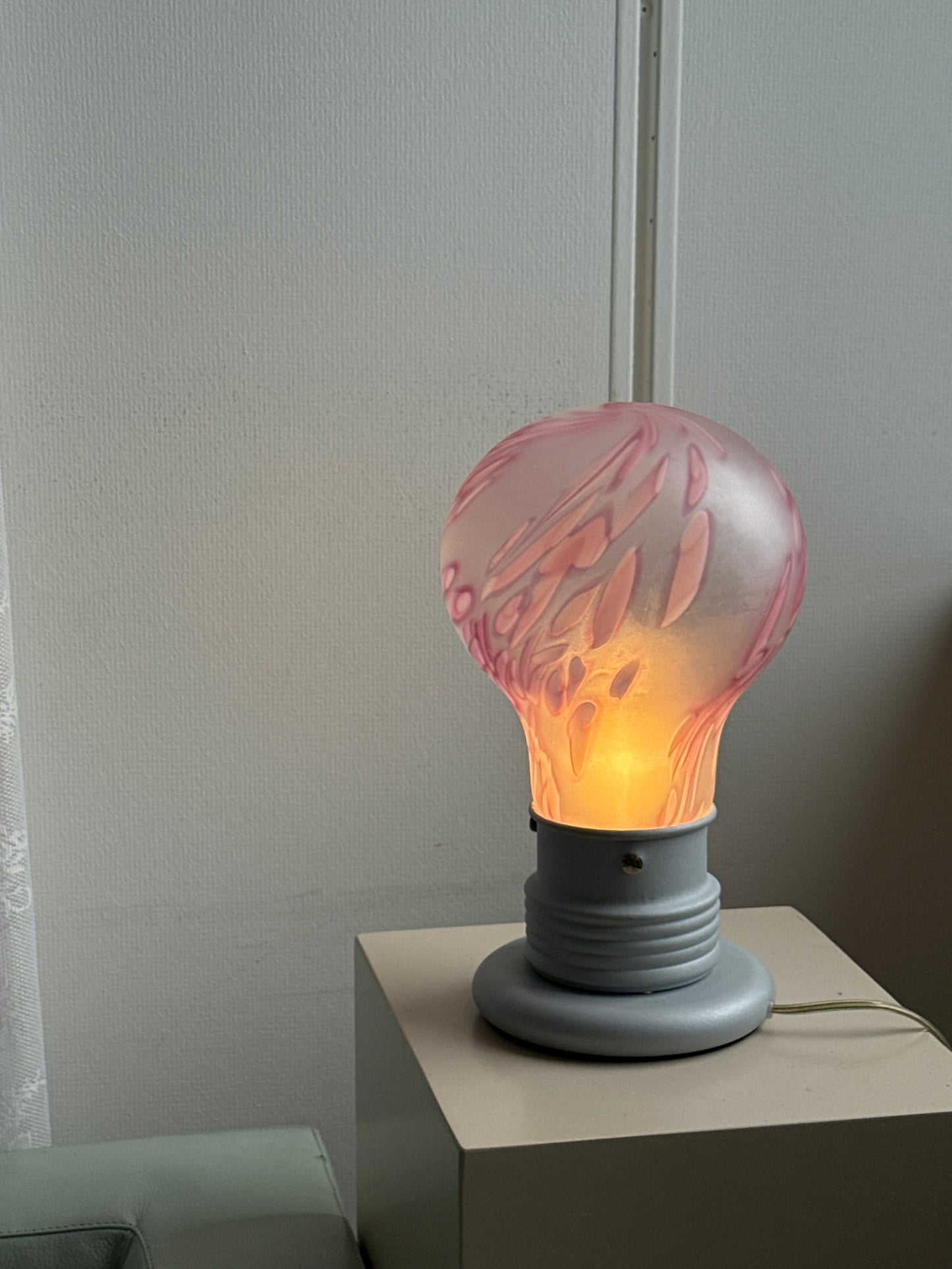 Murano bordlampe i mundblæst glas – lyserød