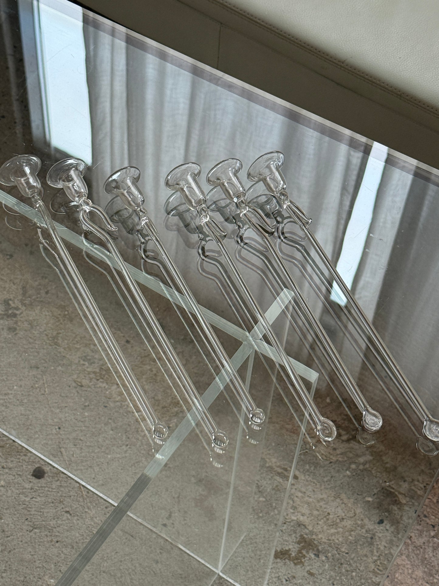 Lysholdere til juletræet i mundblæst glas, 6 stk.