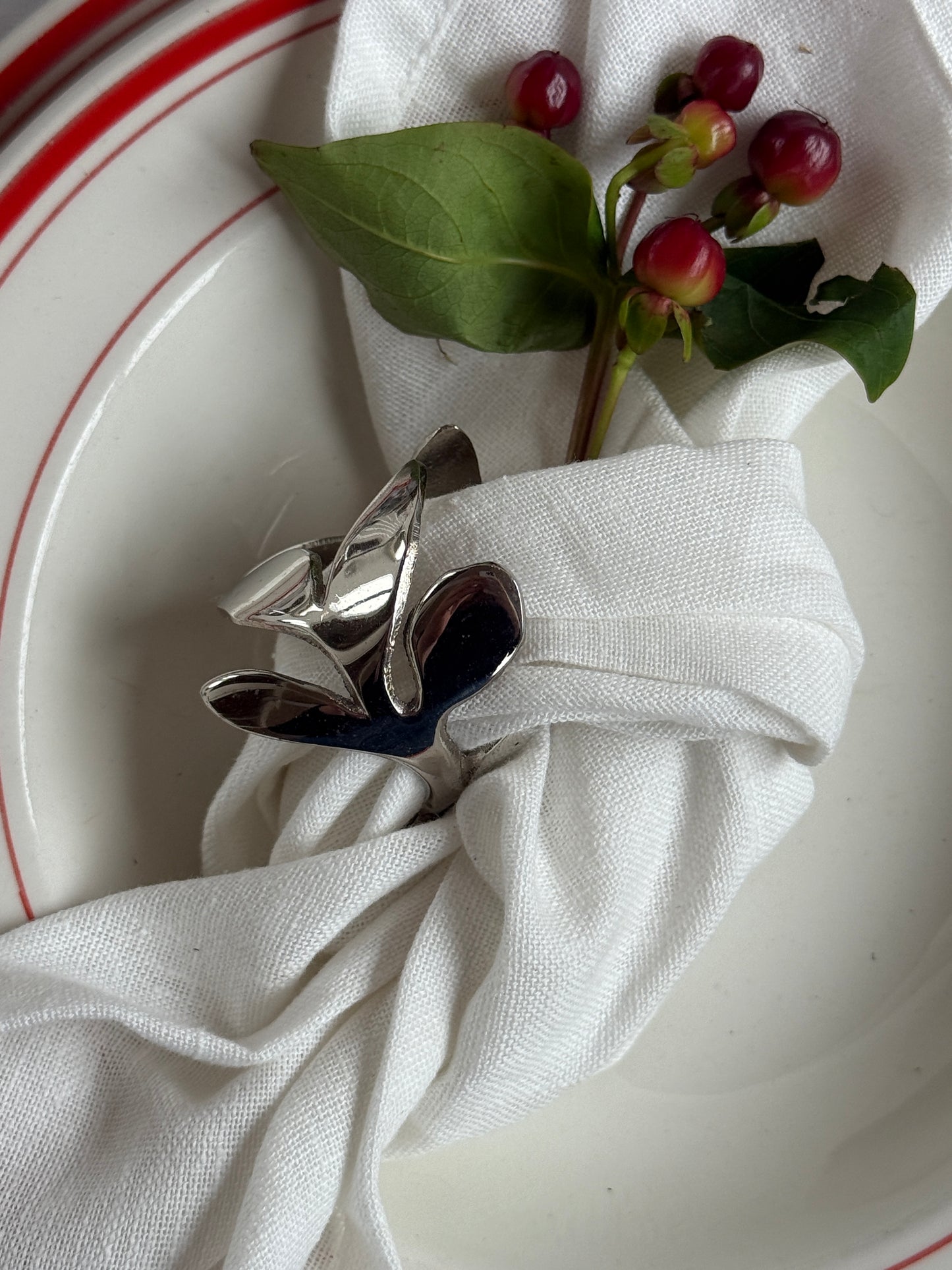 Servietringe med bladform, 4 stk.