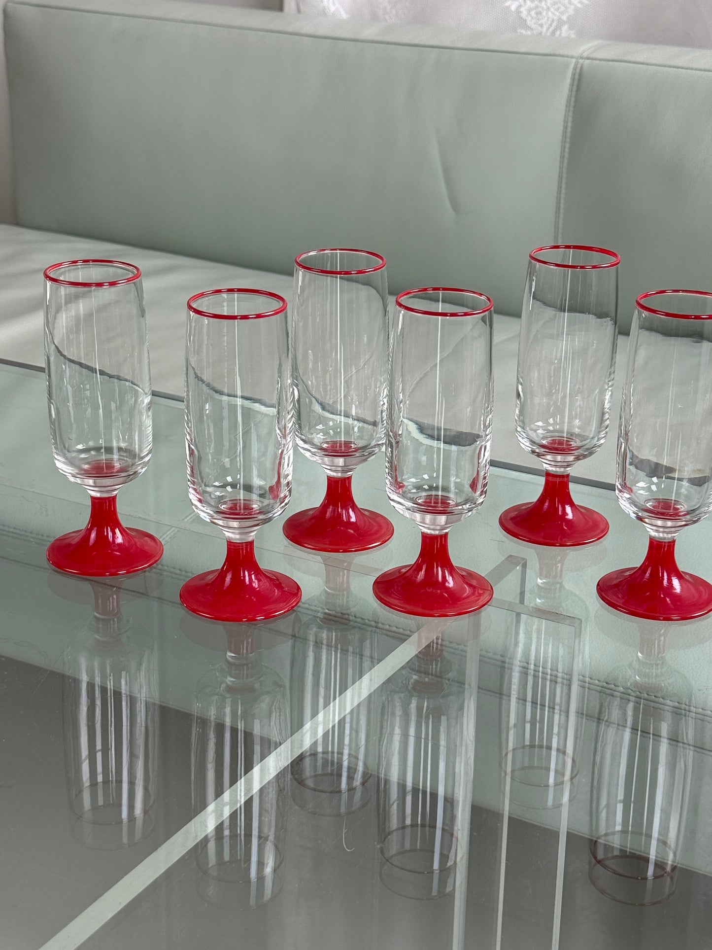 Røde champagneglas – sæt med 6 stk.