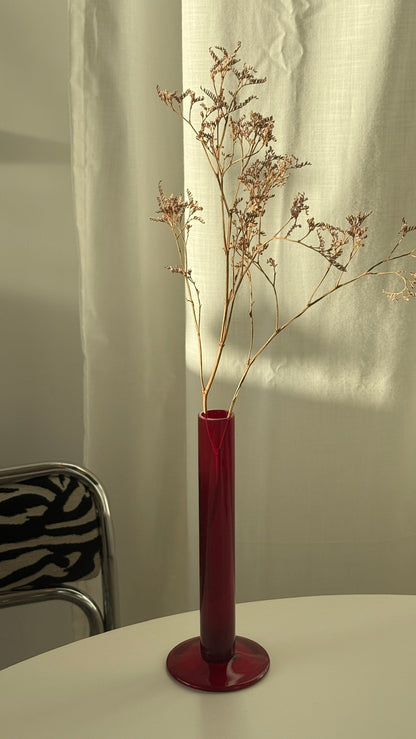 Rød blomstervase, glas