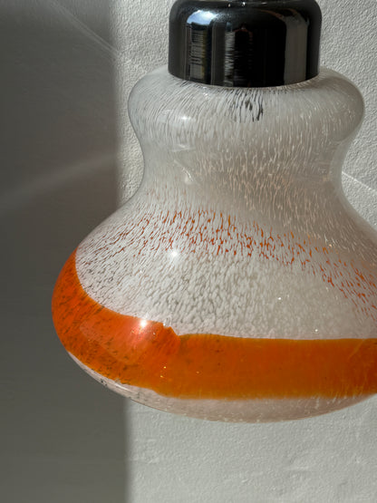 XL vintage Murano lampe, hvid/orange