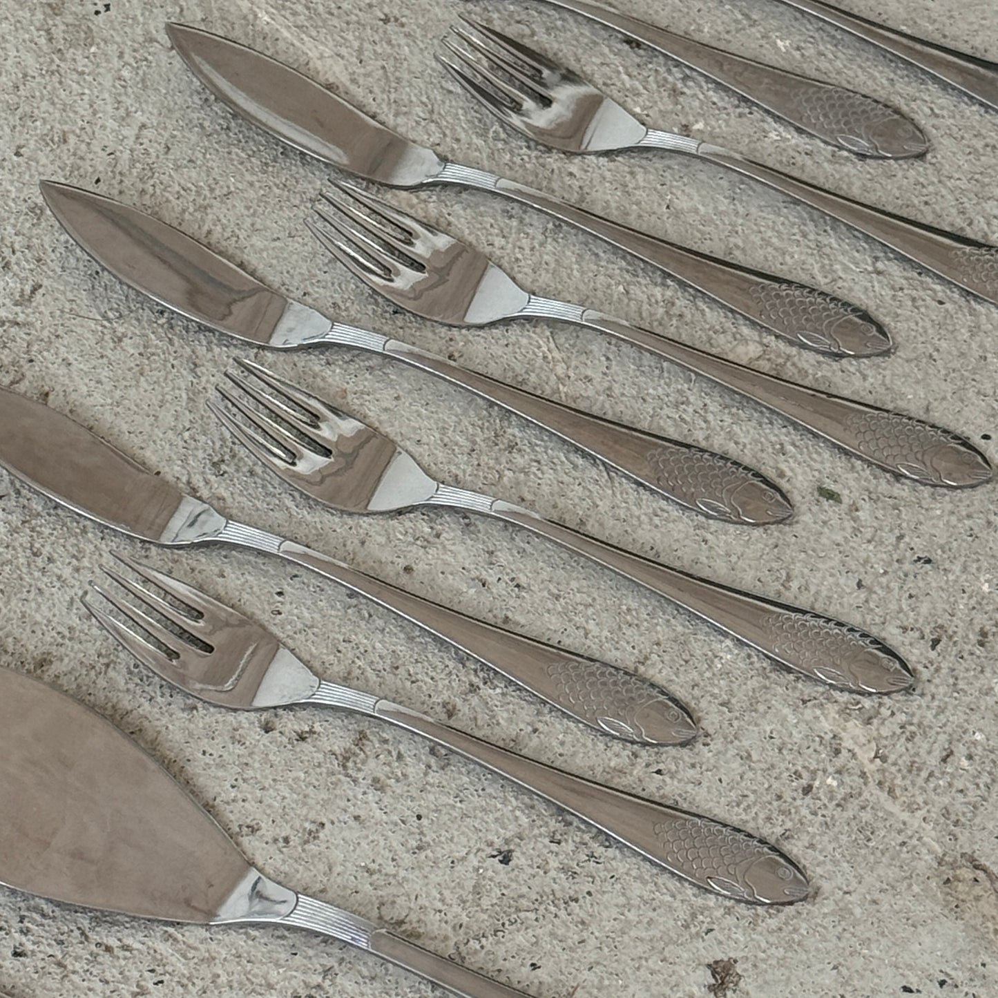 Bestiksæt med fiskedekor, 13 dele