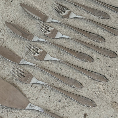 Bestiksæt med fiskedekor, 13 dele