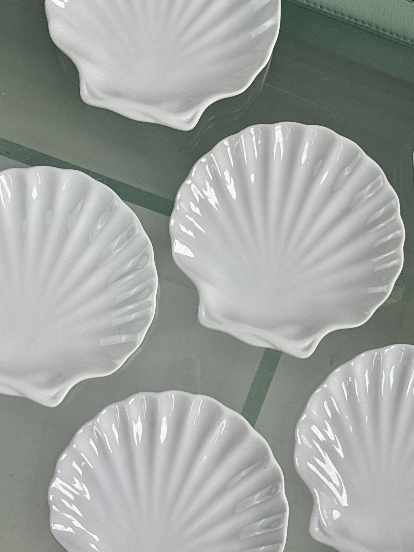 Muslingeskåle i hvid porcelæn, sæt med 6 stk.