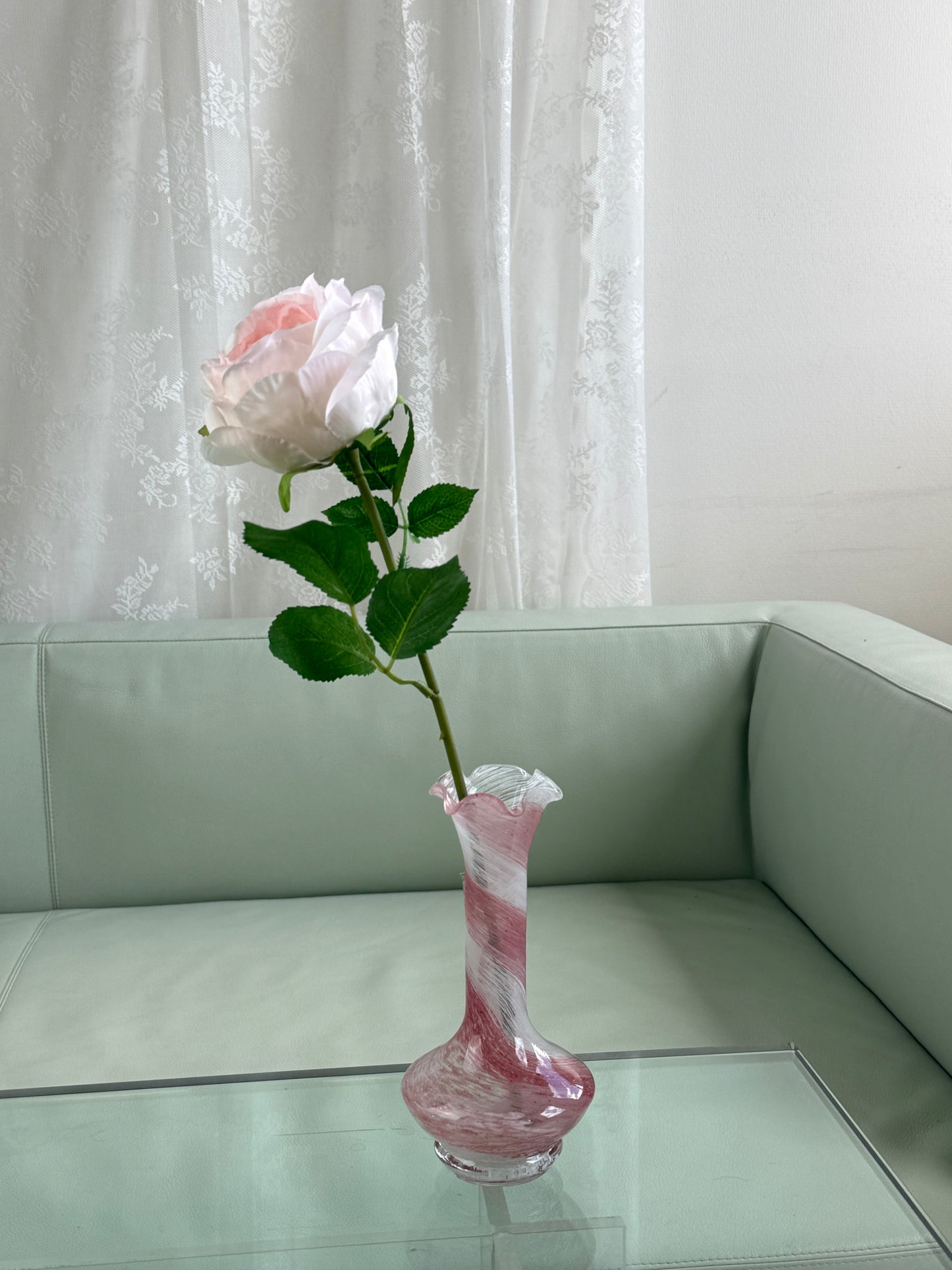 Murano vase, rosa/hvid