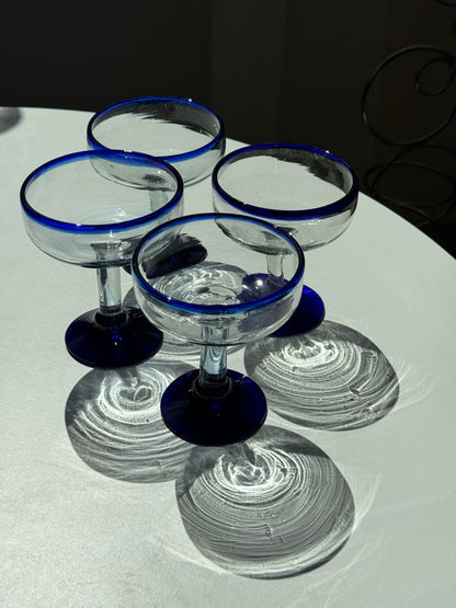 Mundblæste, Mexi coupeglas med koboltblå kant