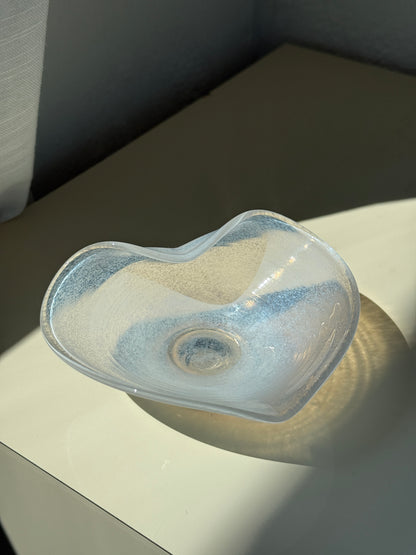 Mundblæst glasskål med lille fod