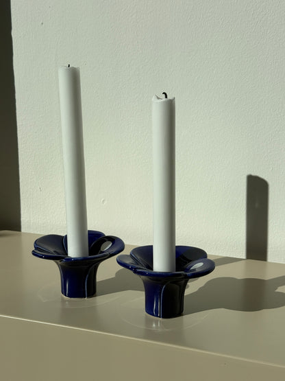 Blå lysestager, keramik