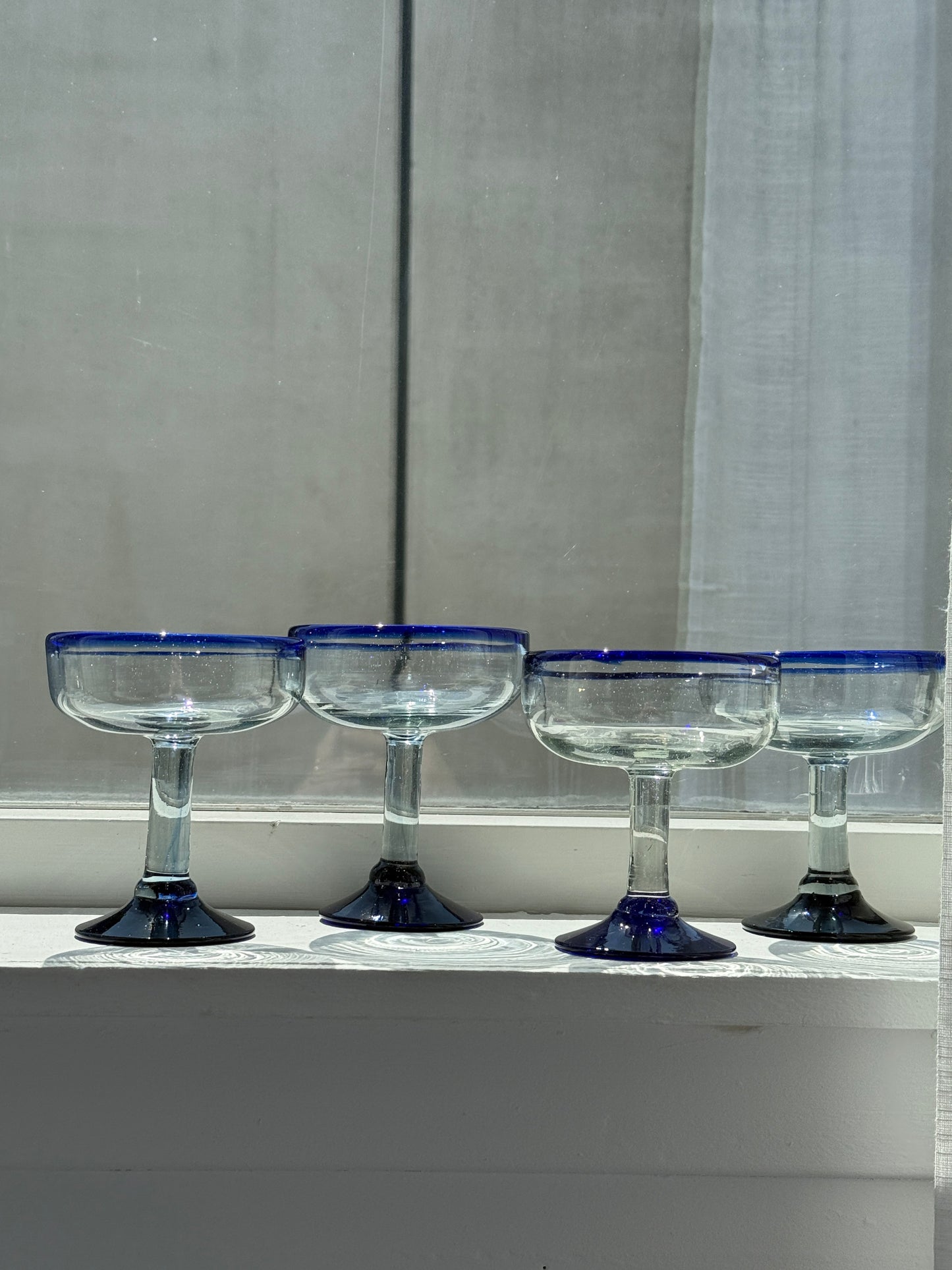 Mundblæste, Mexi coupeglas med koboltblå kant