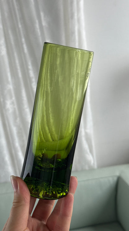 Mundblæste grønne glas, 4 stk.