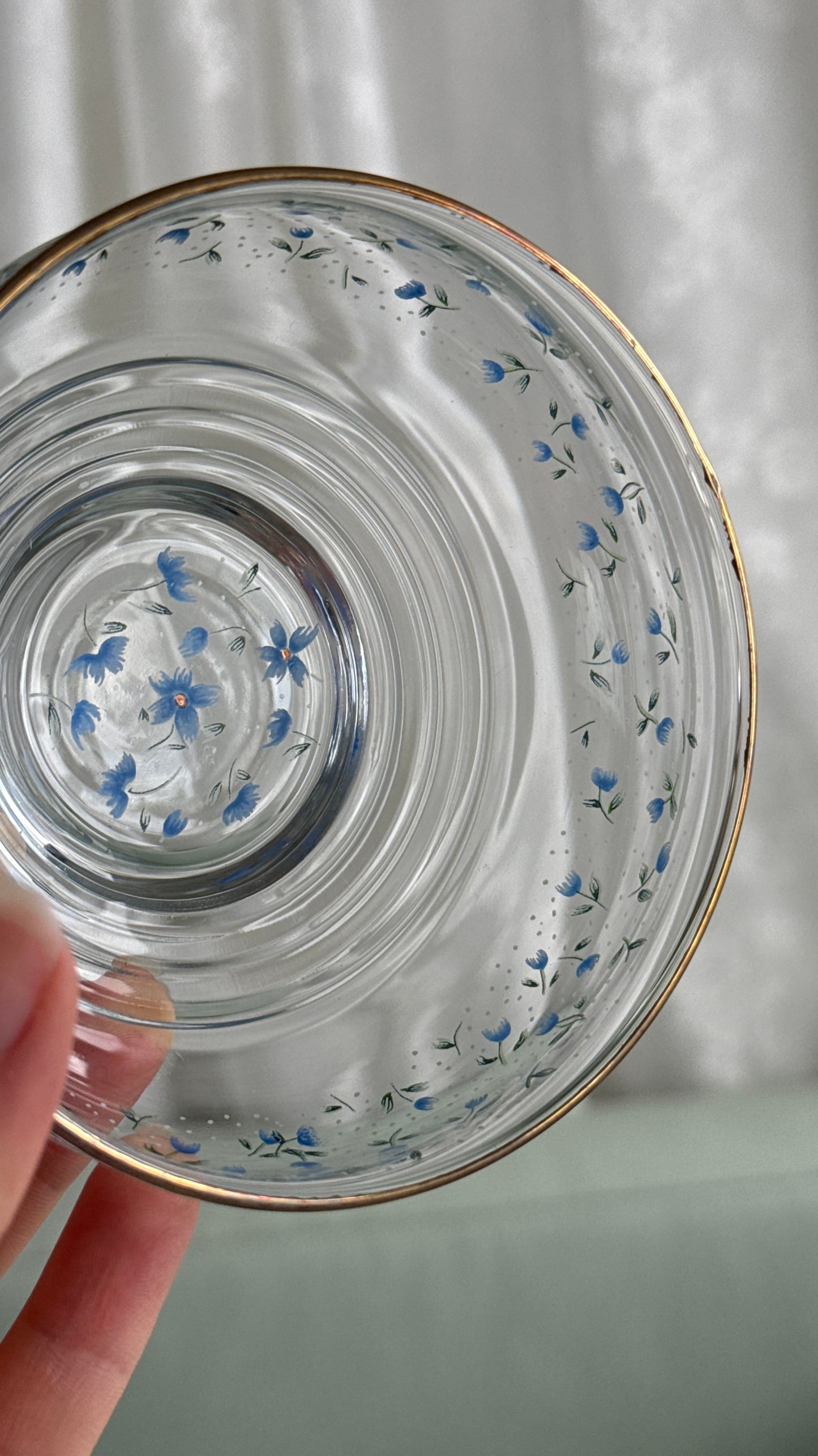 Glasskåle med blå blomster – sæt med 5 stk.