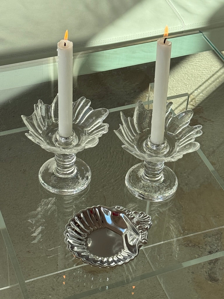 Lysestager i glas, Christer Sjögren for Lindshammar, 2 stk.