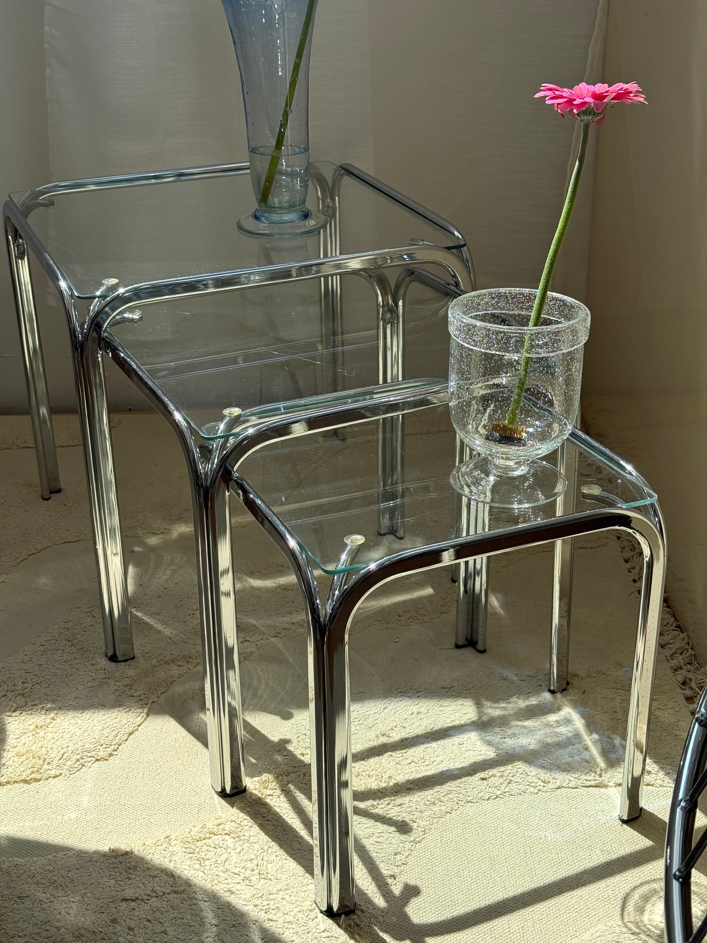 Sofaborde i krom & glas