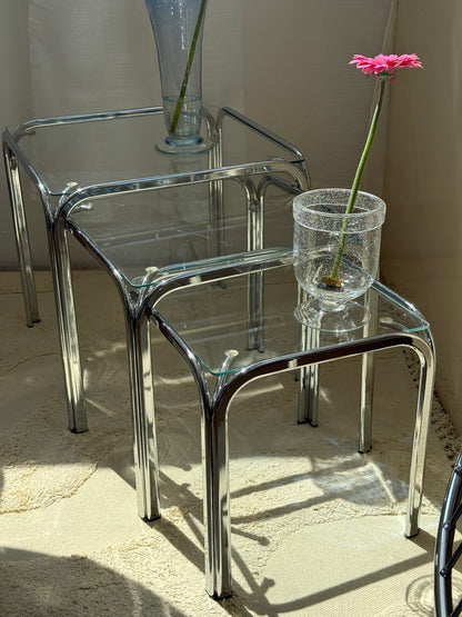 Sofaborde i krom & glas