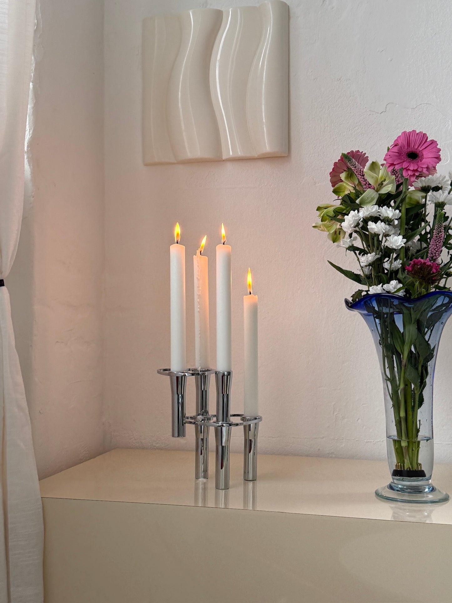 Lind Curve lysestager, krom