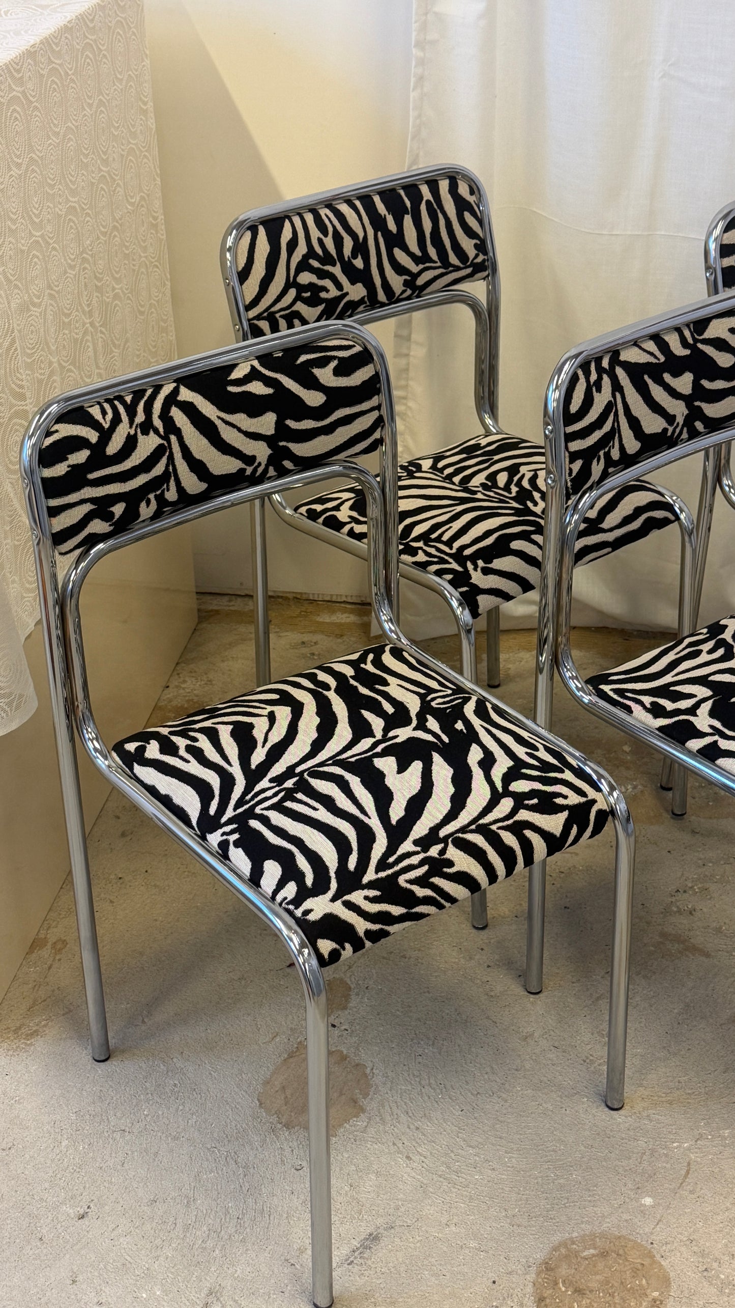 Zebrastole med kromstel, 4 stk.