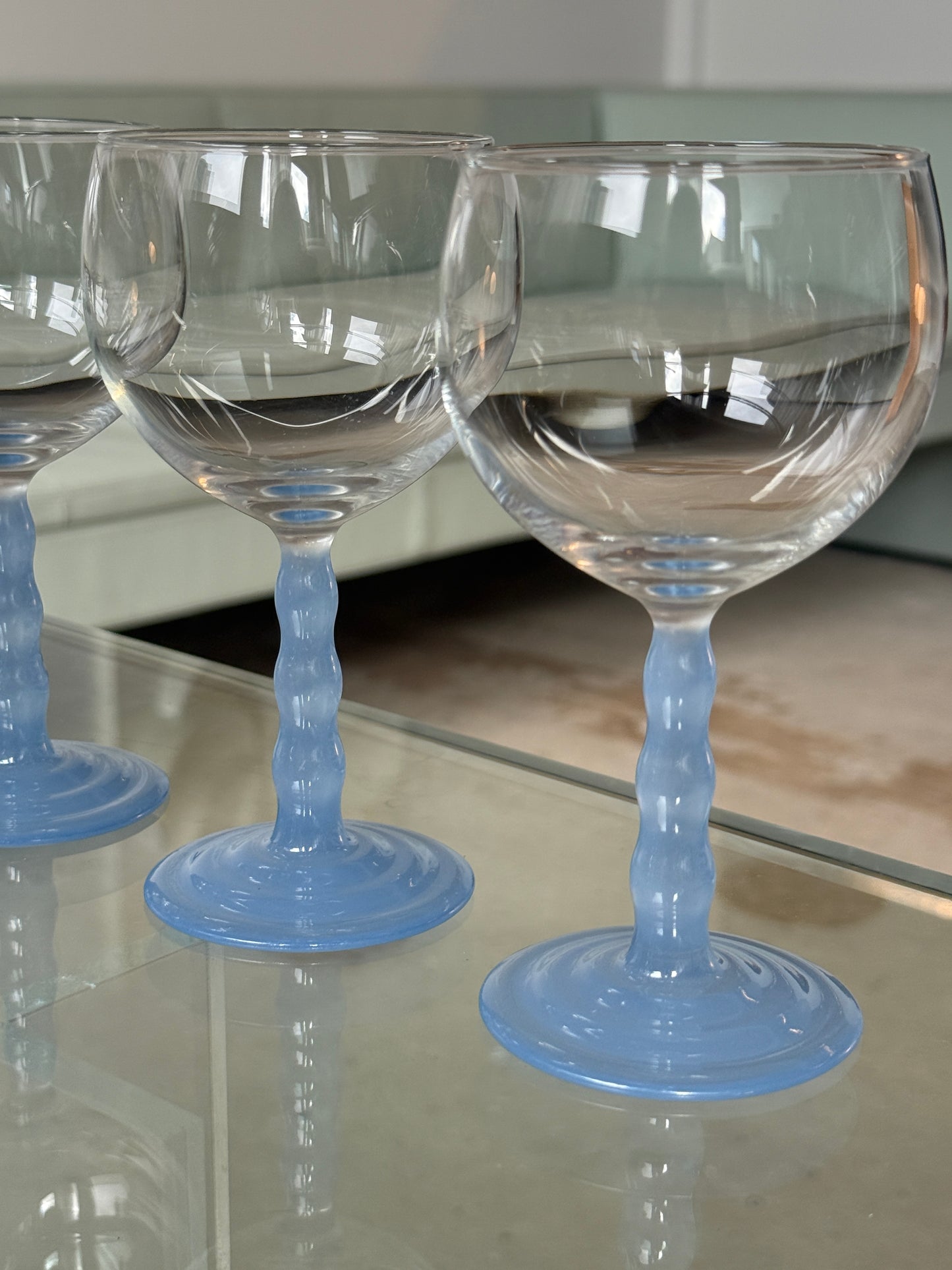 Tupperware vinglas - blåt glas, 7 stk.