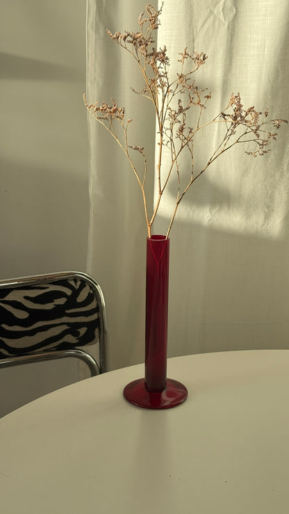 Rød blomstervase, glas