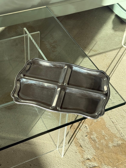 Serveringsfad med 4 rum, rustfrit stål