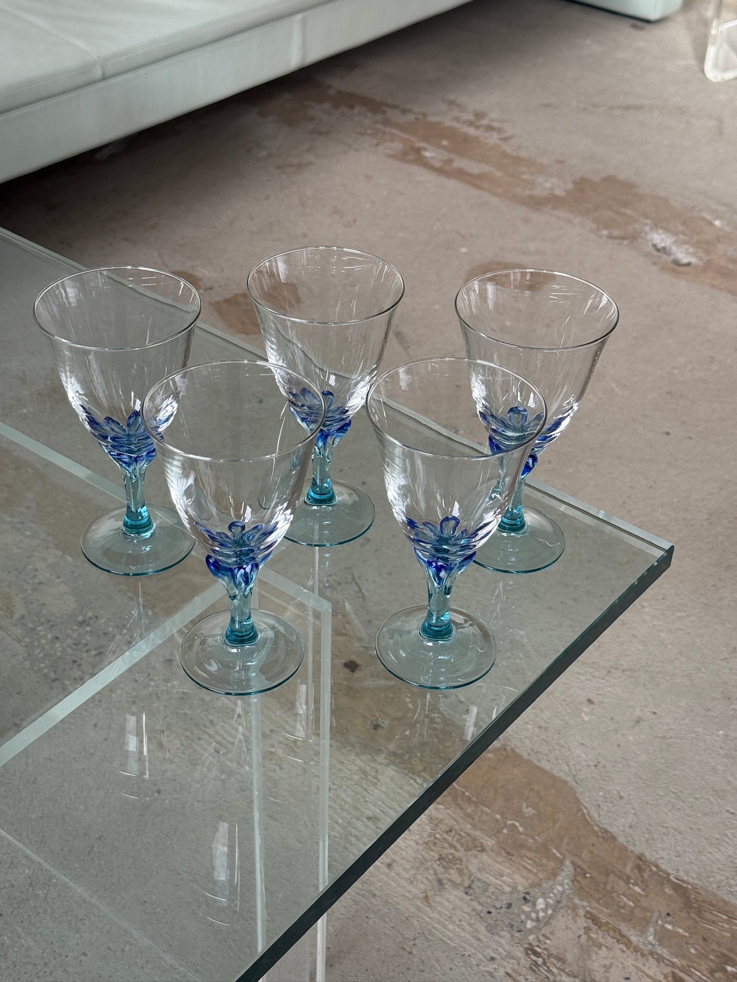 Vinglas med blå detalje, 5 stk.