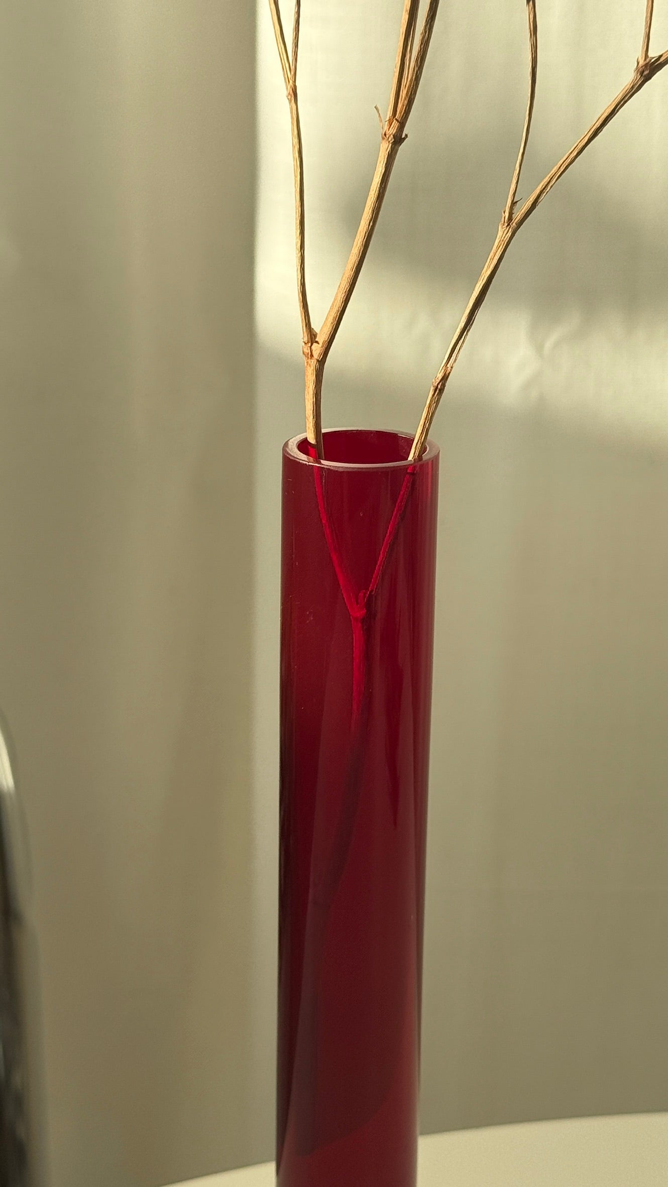 Rød blomstervase, glas