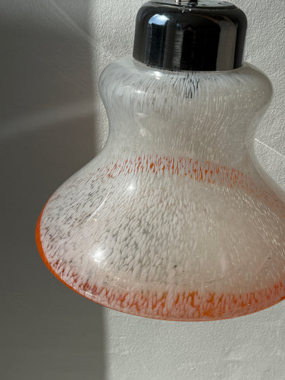 XL vintage Murano lampe, hvid/orange