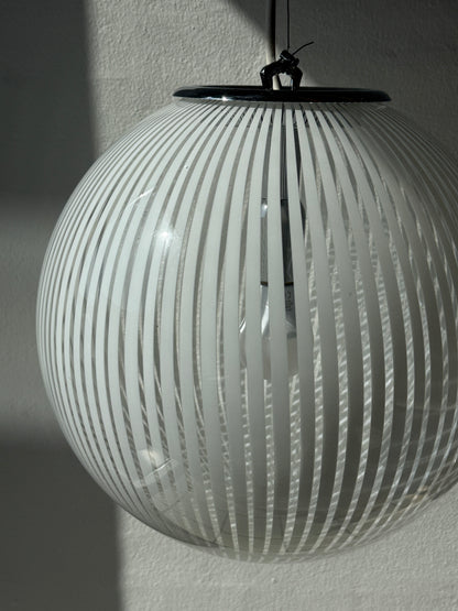 Rund vintage Murano lampe, hvid swirl