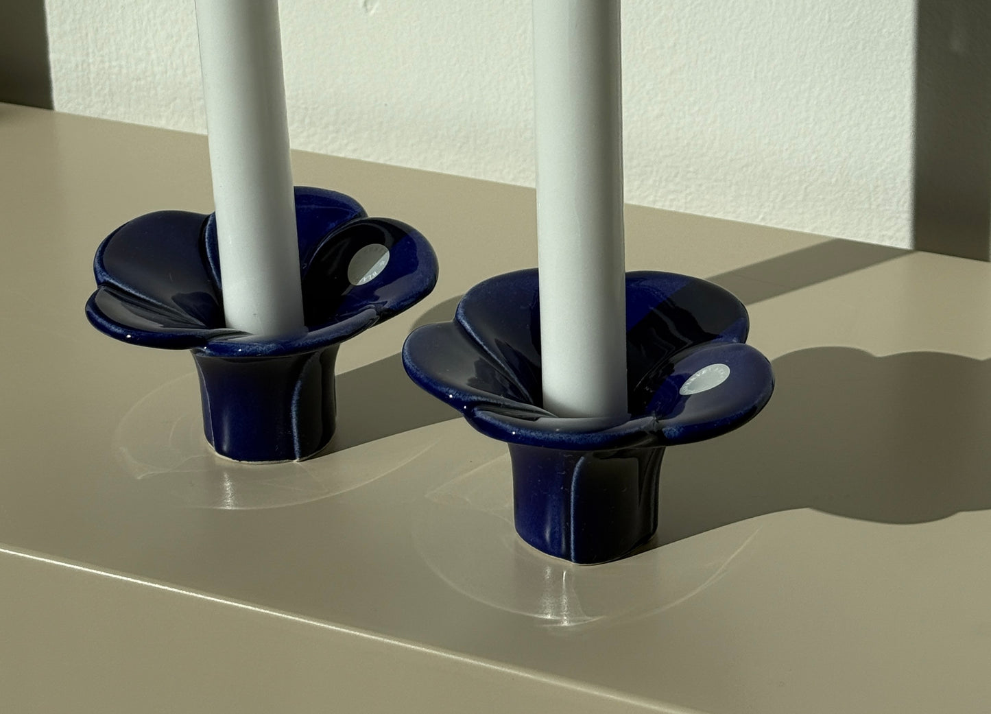 Blå lysestager, keramik