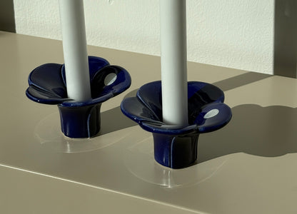 Blå lysestager, keramik