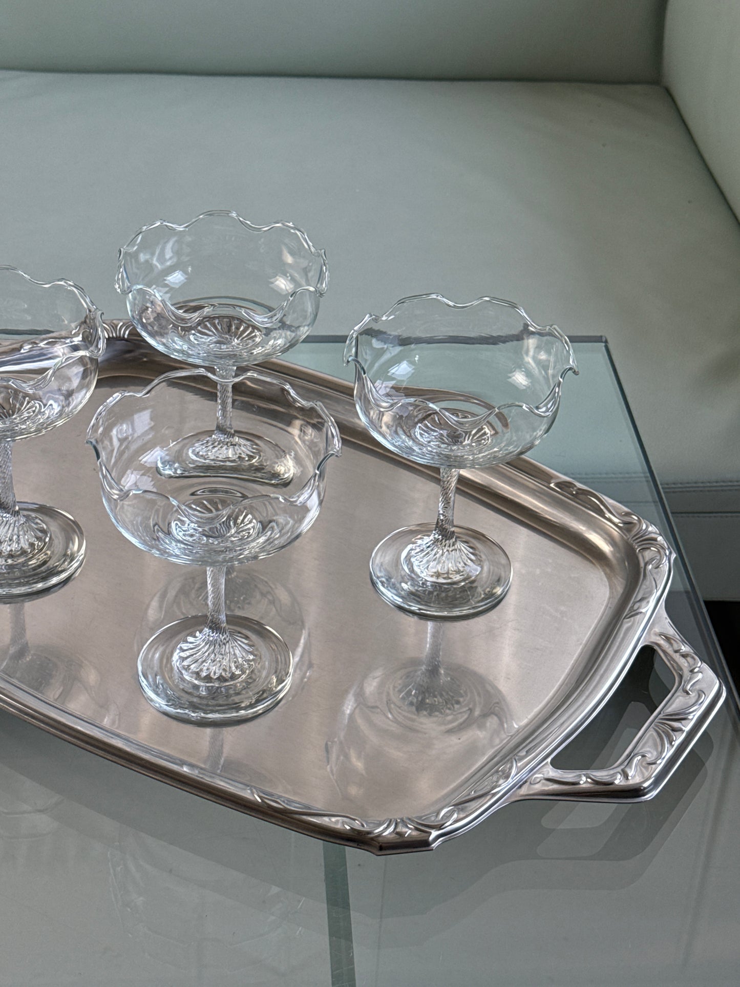 Mundblæste dessert-/cocktailglas i klart glas, sæt á 4 stk.