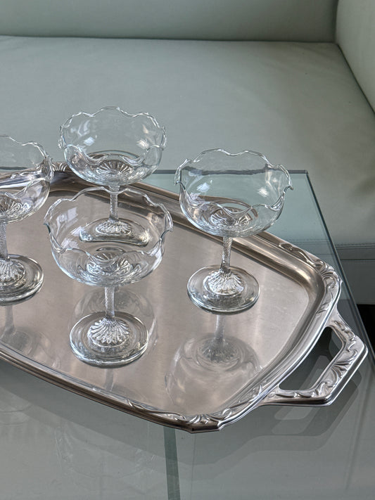 Mundblæste dessert-/cocktailglas i klart glas, sæt á 4 stk.