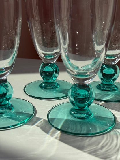 Aquagrønne champagneglas