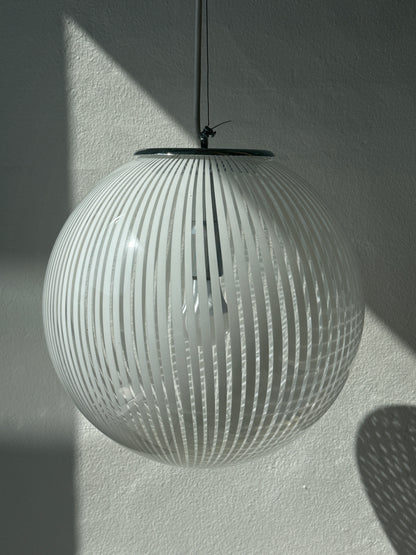 Rund vintage Murano lampe, hvid swirl