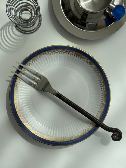 Desserttallerkner med blå kant, 4 stk