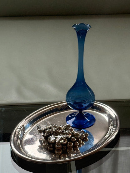 Mundblæst blå glasvase