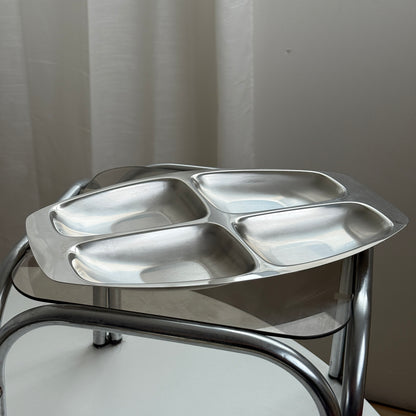 Alessi serveringsfad med 4 rum – inox 18/10