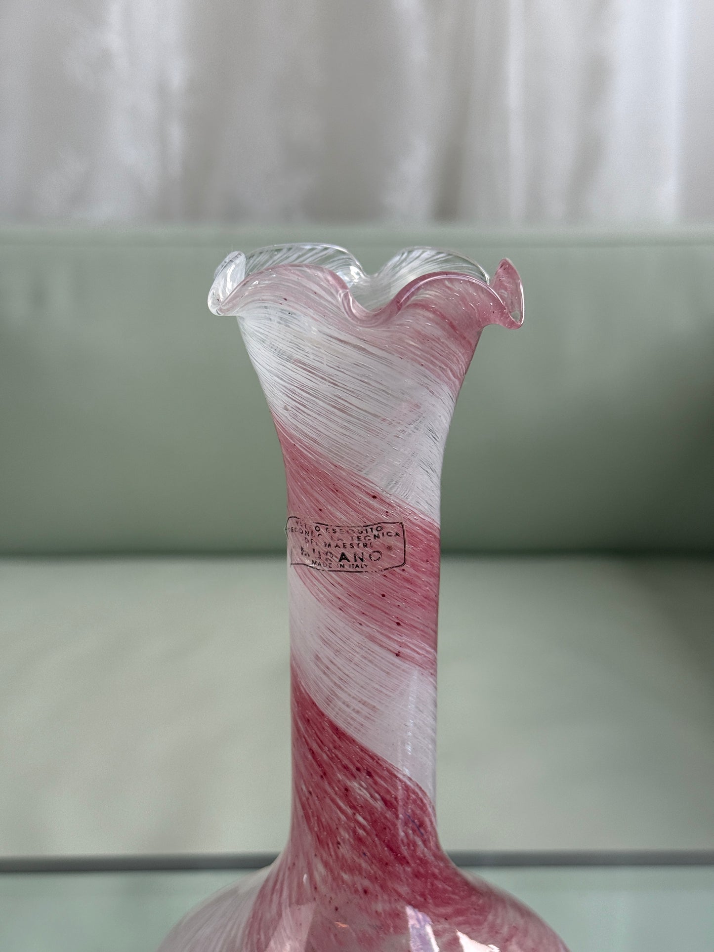 Murano vase, rosa/hvid