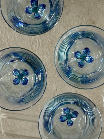 Vinglas med blå detalje, 5 stk.