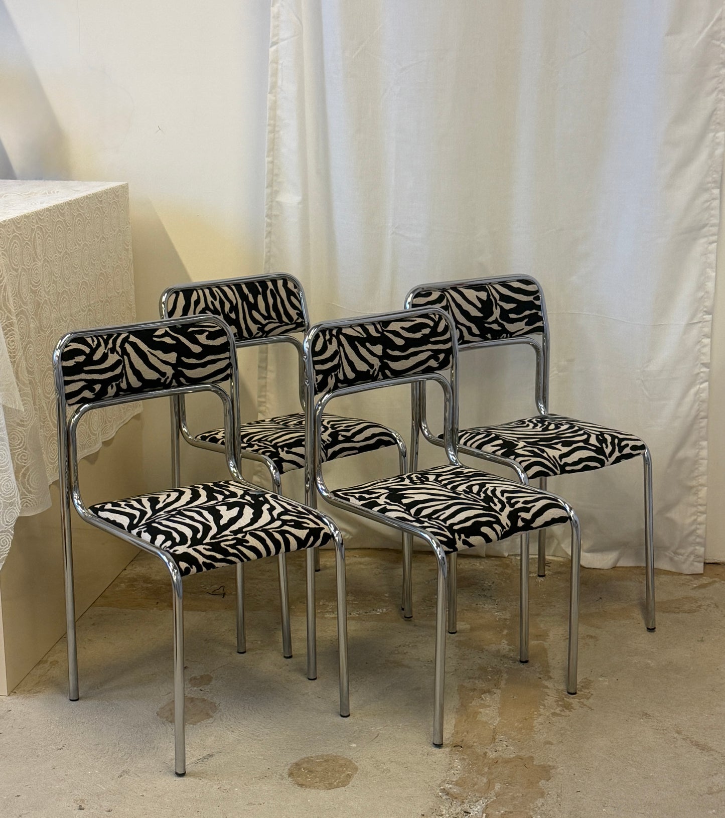 Zebrastole med kromstel, 4 stk.