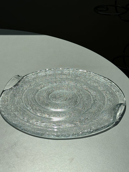 Rundt glasfad med struktur, klart glas