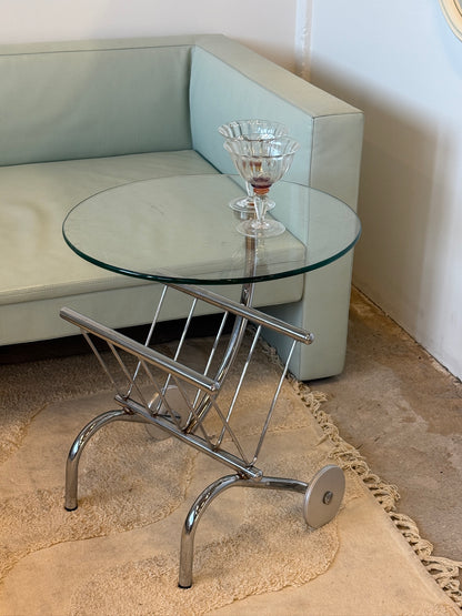 Sidebord med magasinholder, krom