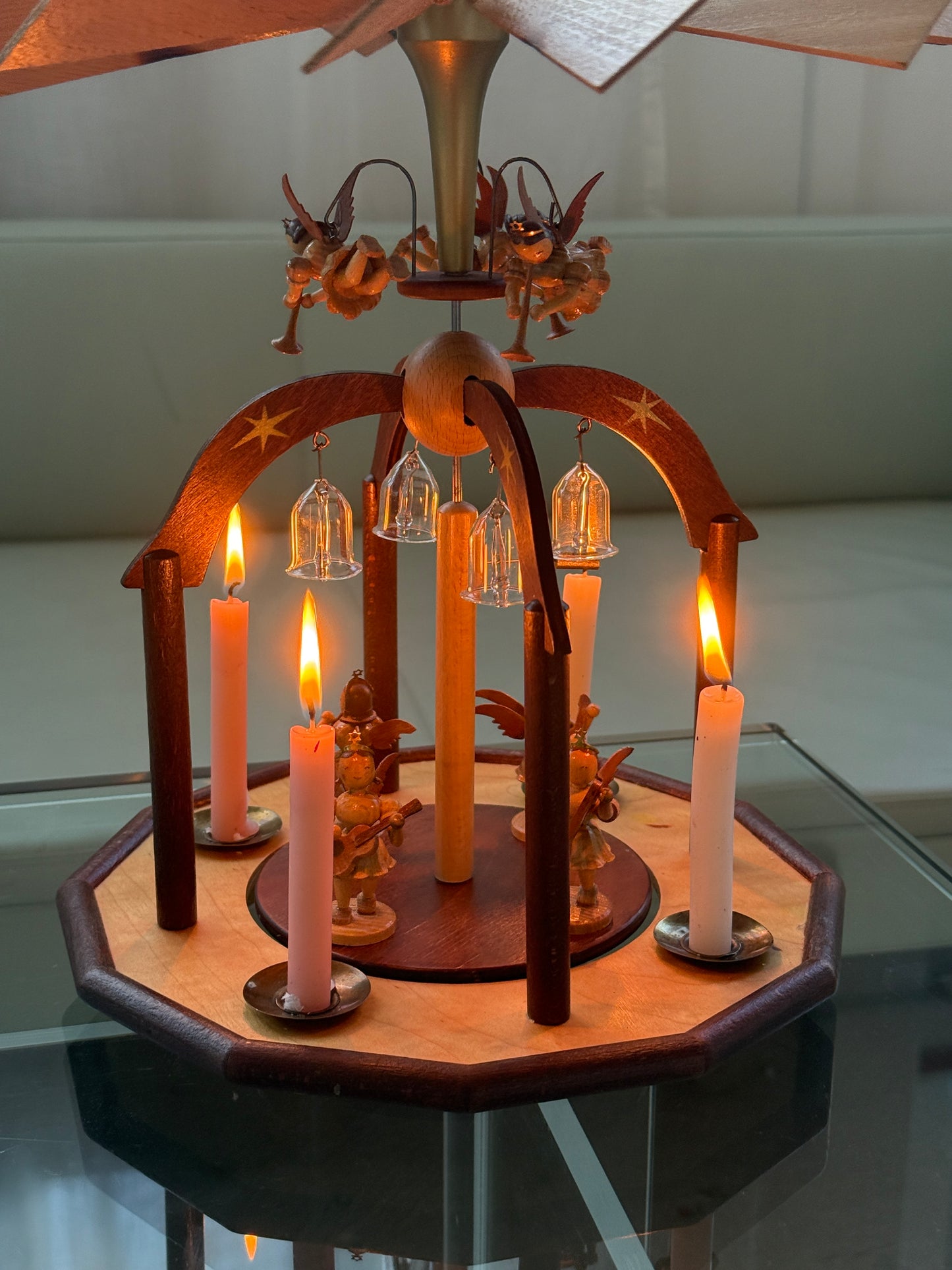 Vintage Erzgebirge julekarrusel m. englekor og klokker