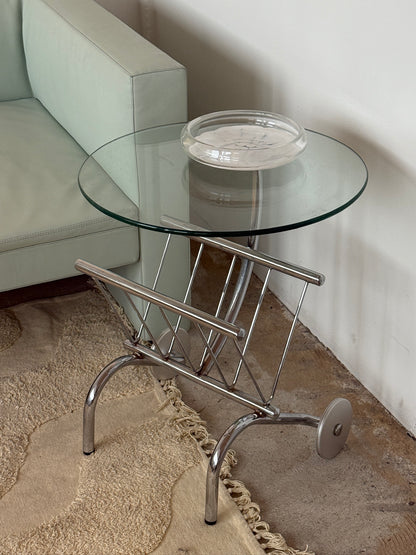 Sidebord med magasinholder, krom